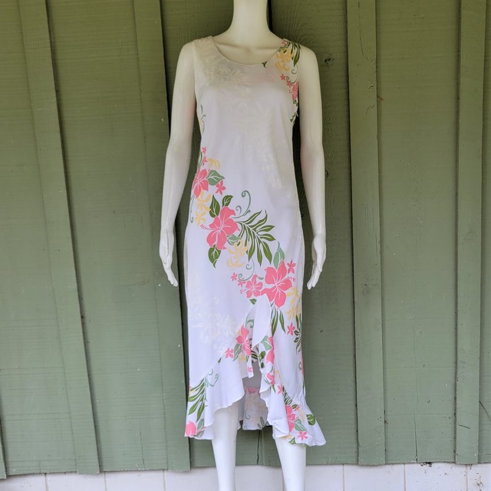 TWO PALMS Hawaii White Tropical Floral Dress Medium M